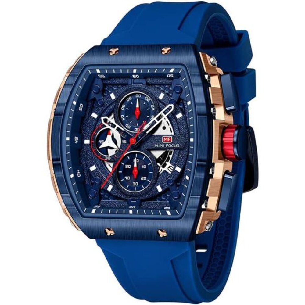 FOCUS Men's Watch Fashion Tonneau Wrist Watches Blue